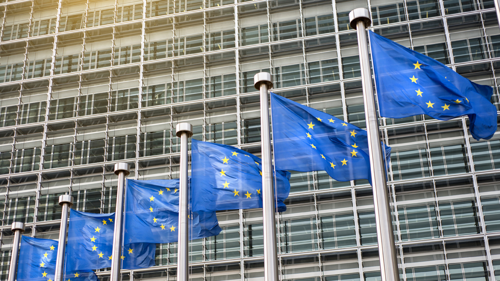 Flags at EU building